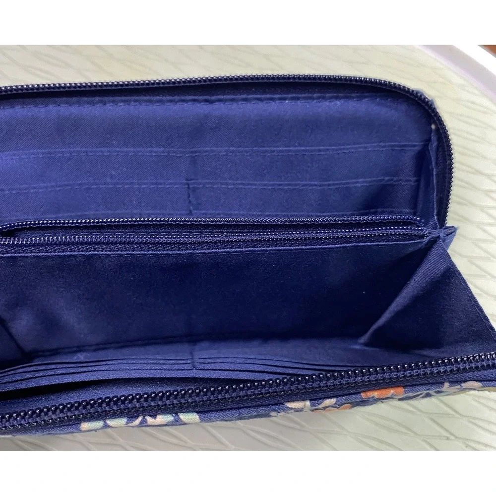 Vera Bradley Womens Quilted Blue Wallet‎ Clutch Zip-around